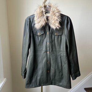 NWT Maeve Kellie faux leather jacket w faux fur collar 4